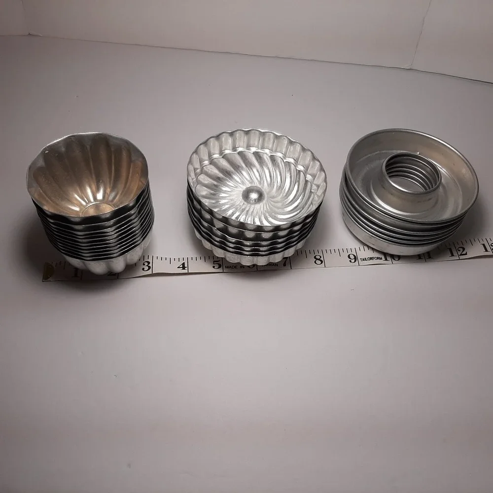 29 Pieces Vintage Aluminum Gelatin Bundt Jello Custard Ring Round Mini Molds